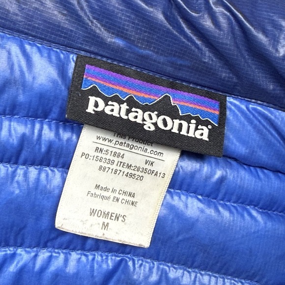 Patagonia Ultralight Down Hoody Womens M Blue Packable Puffer Jacket - Picture 2 of 8